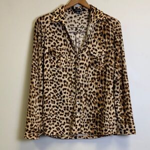 Forever 21 Leopard Print Button-Down Shirt Jacket - Tan, Brown, Black